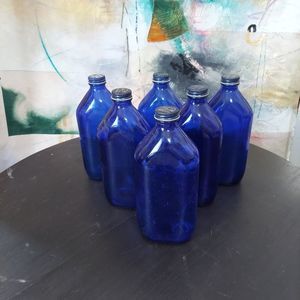 Vintage 1960 Cobalt Blue Large Phillips Milk Of Magnesia Bottle - 6 In All